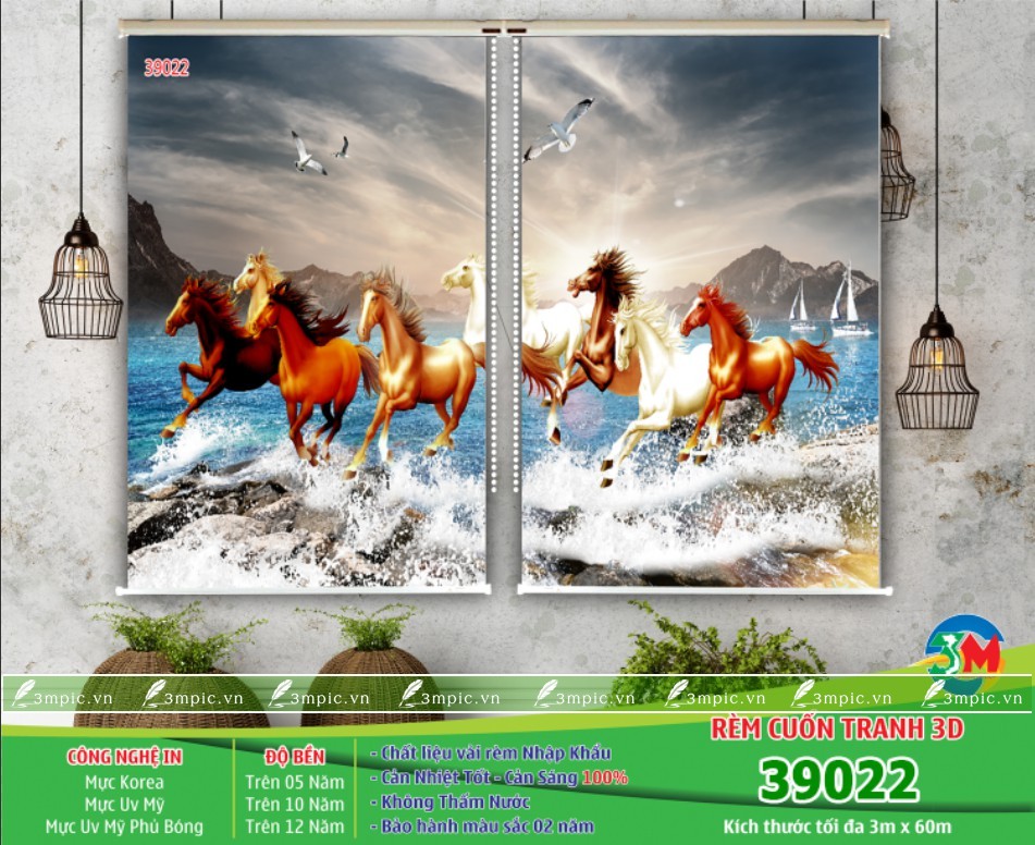 Rèm Cuốn Tranh Ngựa Mã Đão 39022