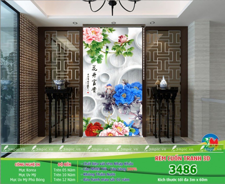 Rèm Cuốn Tranh Rèm Dọc 3486