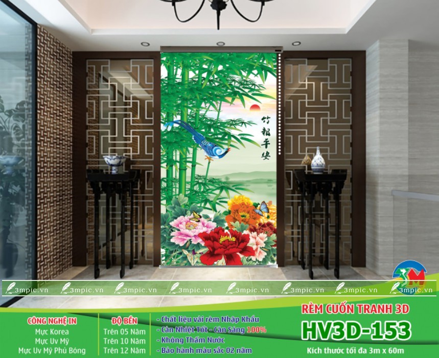 Rèm Cuốn Tranh Rèm Dọc HV3D-153