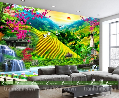 tranh dán tường 3D phòng khách; tranh dán tường sơn thủy 3D; tranh dán tường 3D; tranh dán tường 3D đẹp; 3mpic.vn