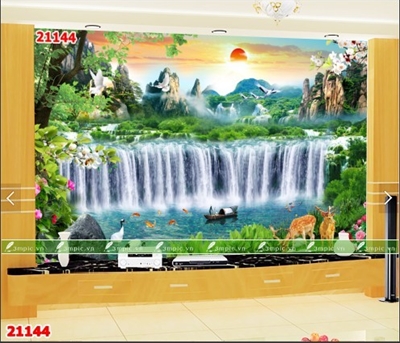 tranh dán tường 3D phòng khách; tranh dán tường sơn thủy 3D; tranh dán tường 3D; tranh dán tường 3D đẹp; 3mpic.vn